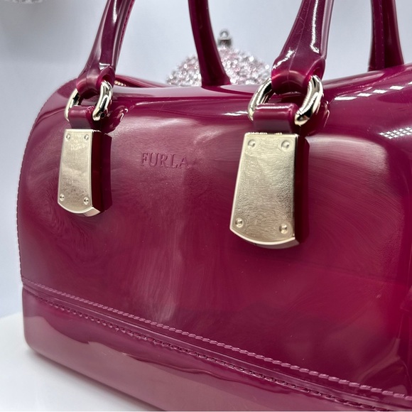 Furla Candy Jelly Satchel Bag – Burgundy, Gold Hardware – New - Picture 2 of 16